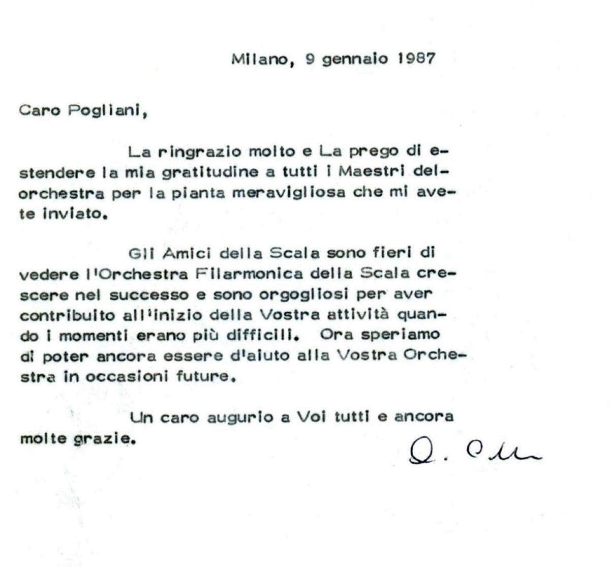 Ringraziamento a Pogliani