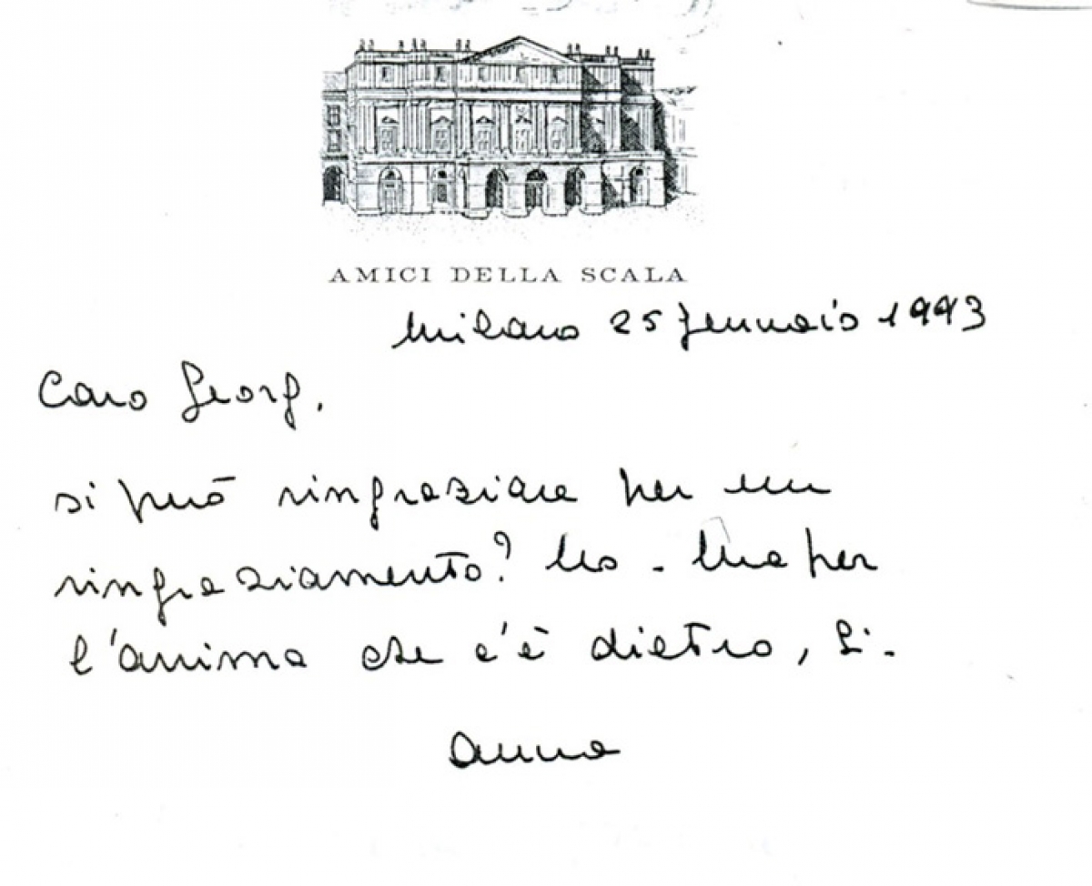 Lettera di ringraziamento a Georg Solti