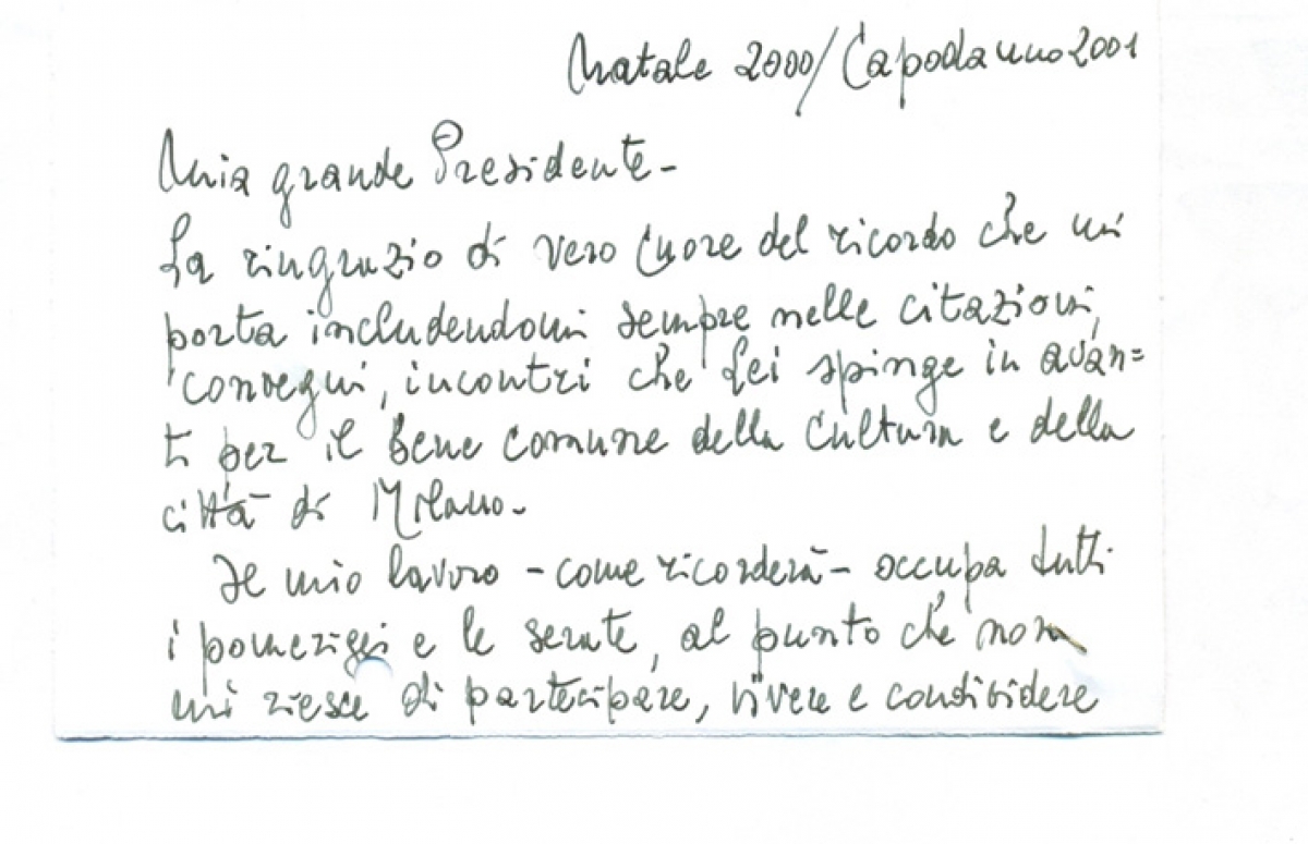 Bilietto autografo di Mino Bordignon