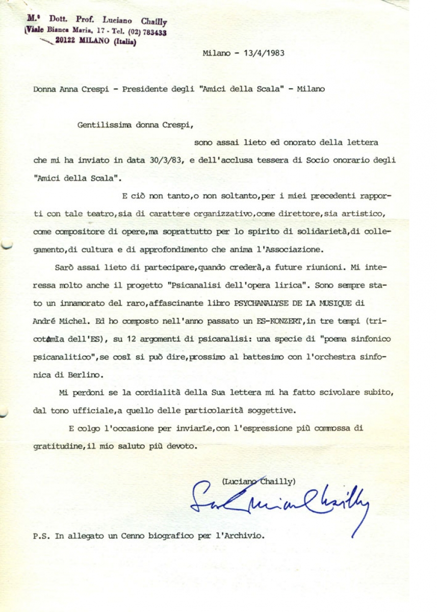 Luciano Chailly su conferenze di Fornari