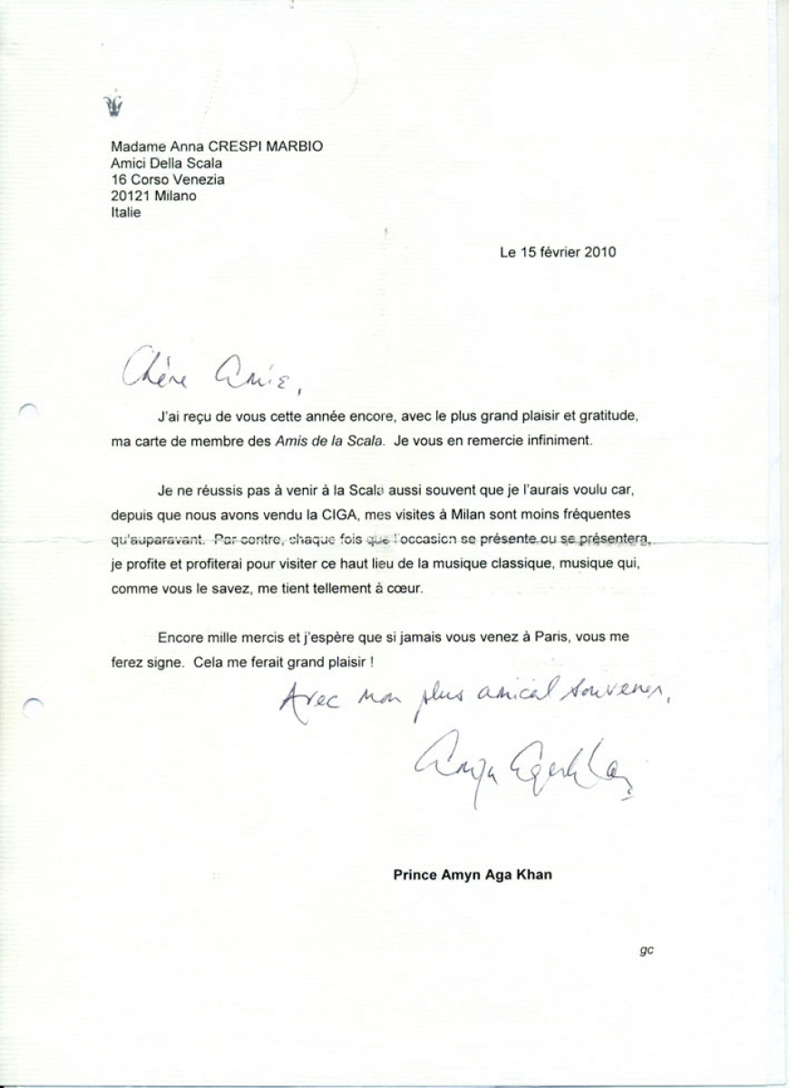 F56L394 – lettera principe Amin Aga Khan