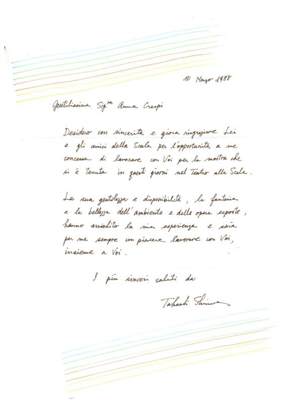 lettera autografa Takashi Shimura
