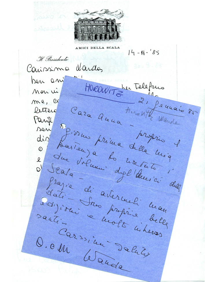 biglietto autografo Wanda Horowitz